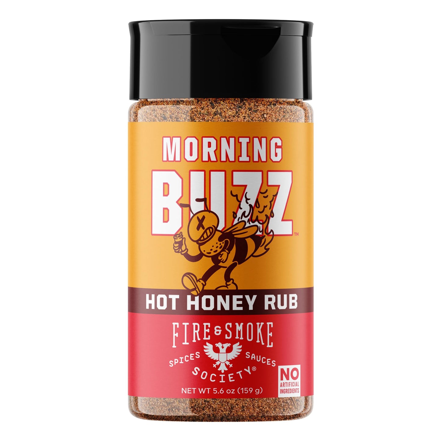Fire & Smoke Society Morning Buzz BBQ Rub, Hot Honey Spices for Pork & Chicken, 5.6 oz