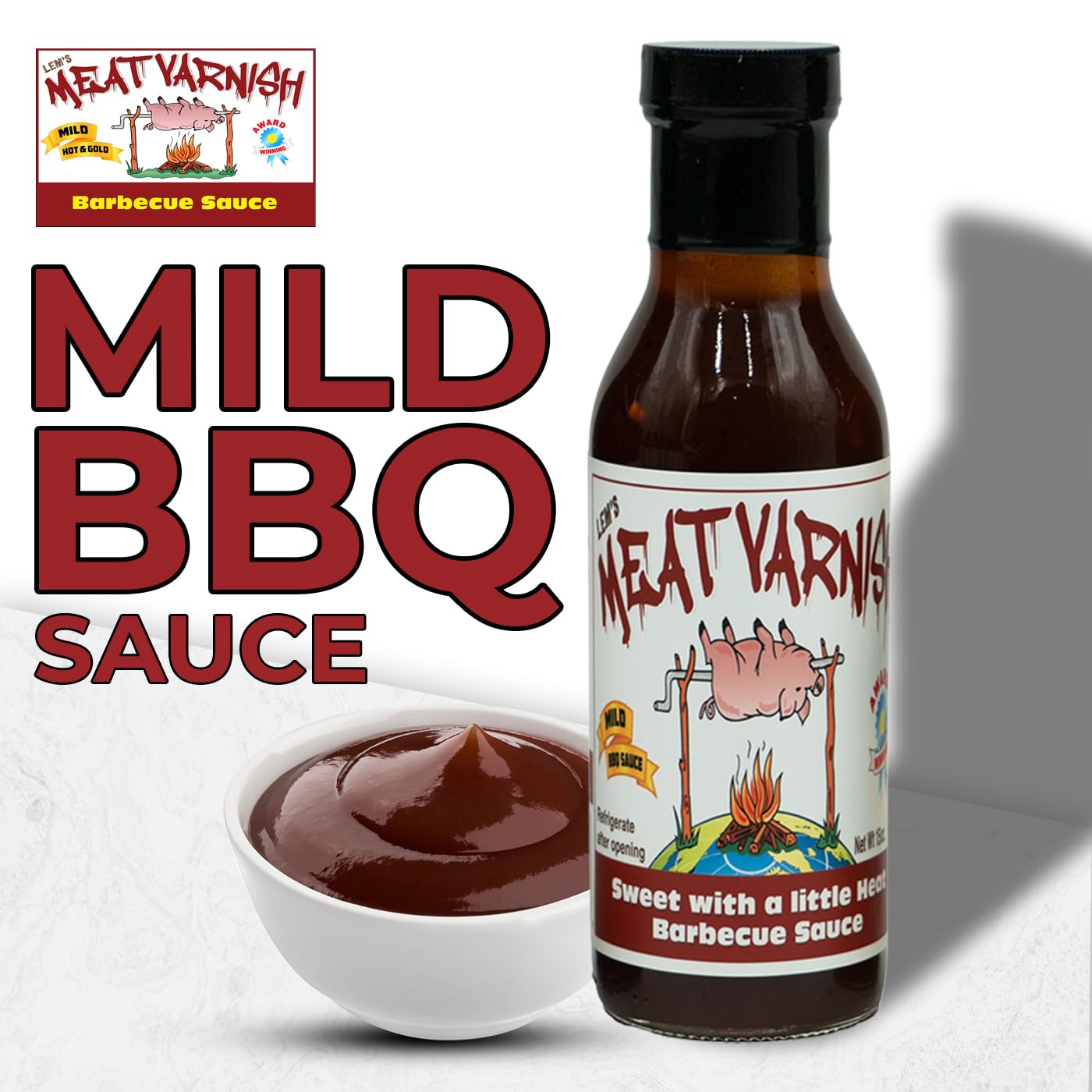 Lems Meat Varnish BBQ Sauce – Gluten Free, 15 oz Bottle, Mild, Perfect for Ribs, Chicken, Pork, Grilling and smoky aroma