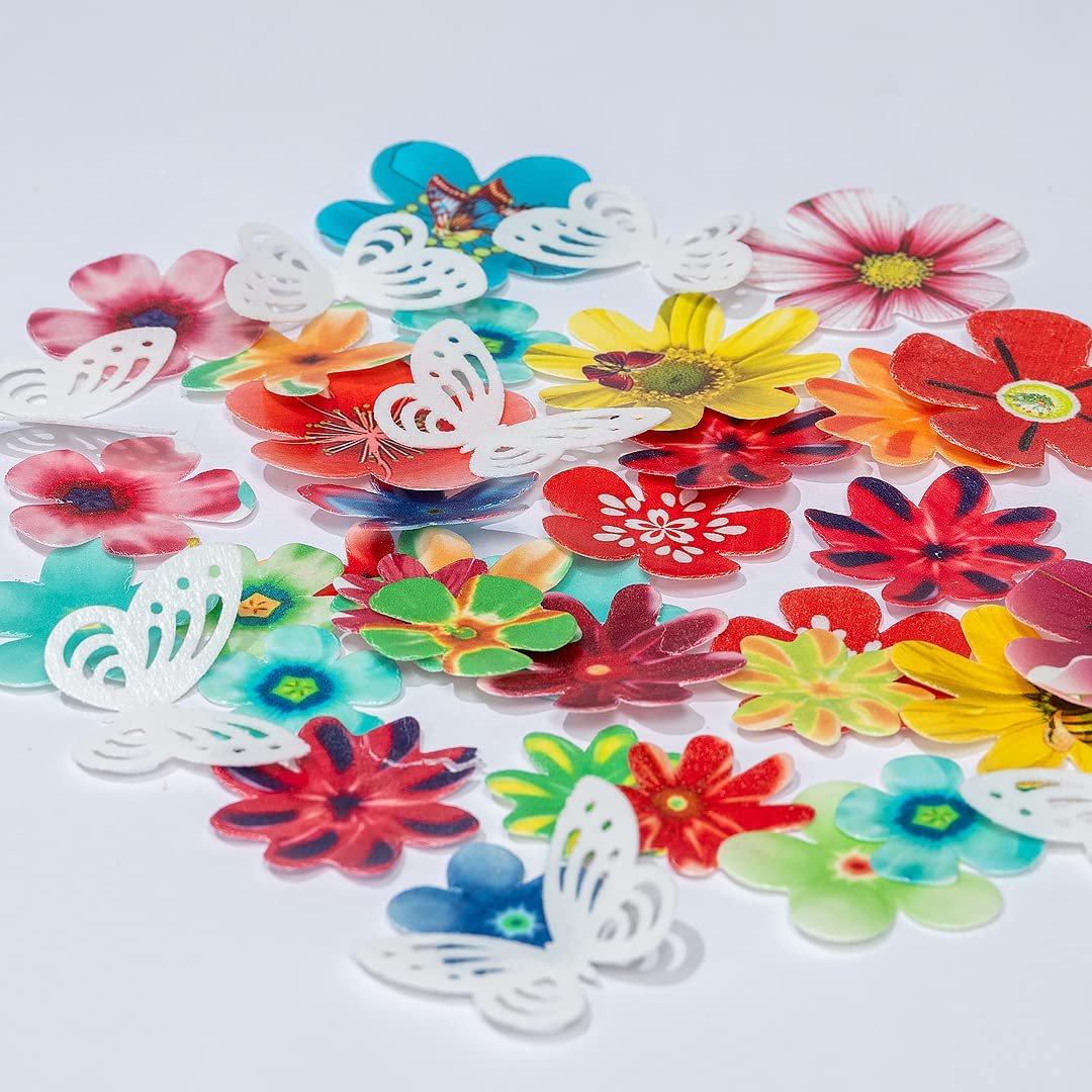 Edible Flowers Edible Leaves &White Edible Butterflies Wafer Paper Cake Cupcake Toppers For Decorating Rice Paper Flower Food De