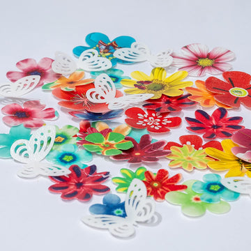 Edible Flowers Edible Leaves &White Edible Butterflies Wafer Paper Cake Cupcake Toppers For Decorating Rice Paper Flower Food De