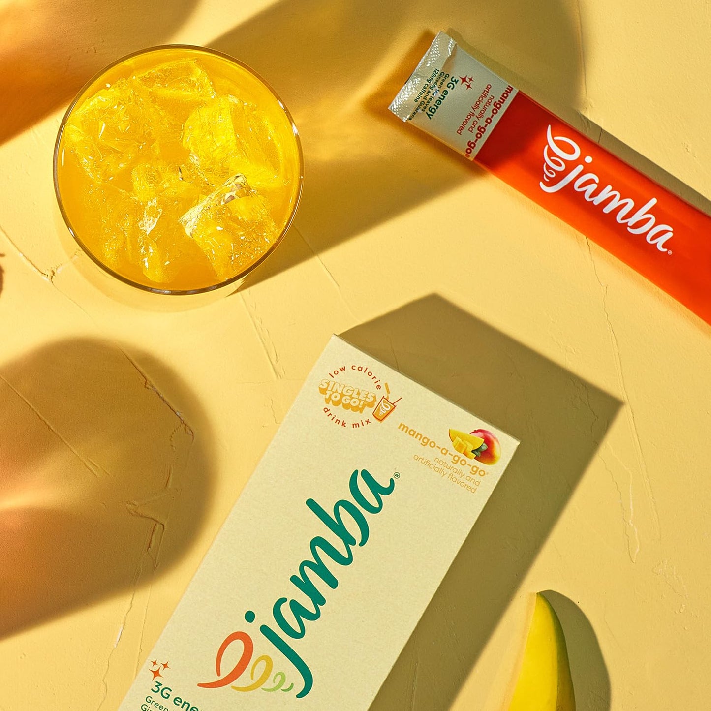 Jamba Singles To Go! Mango-A-Go-Go Smoothie-Inspired Powdered Drink Mix Sticks, 6-Count, 3G Energy (Green Tea, Ginseng, Guarana)