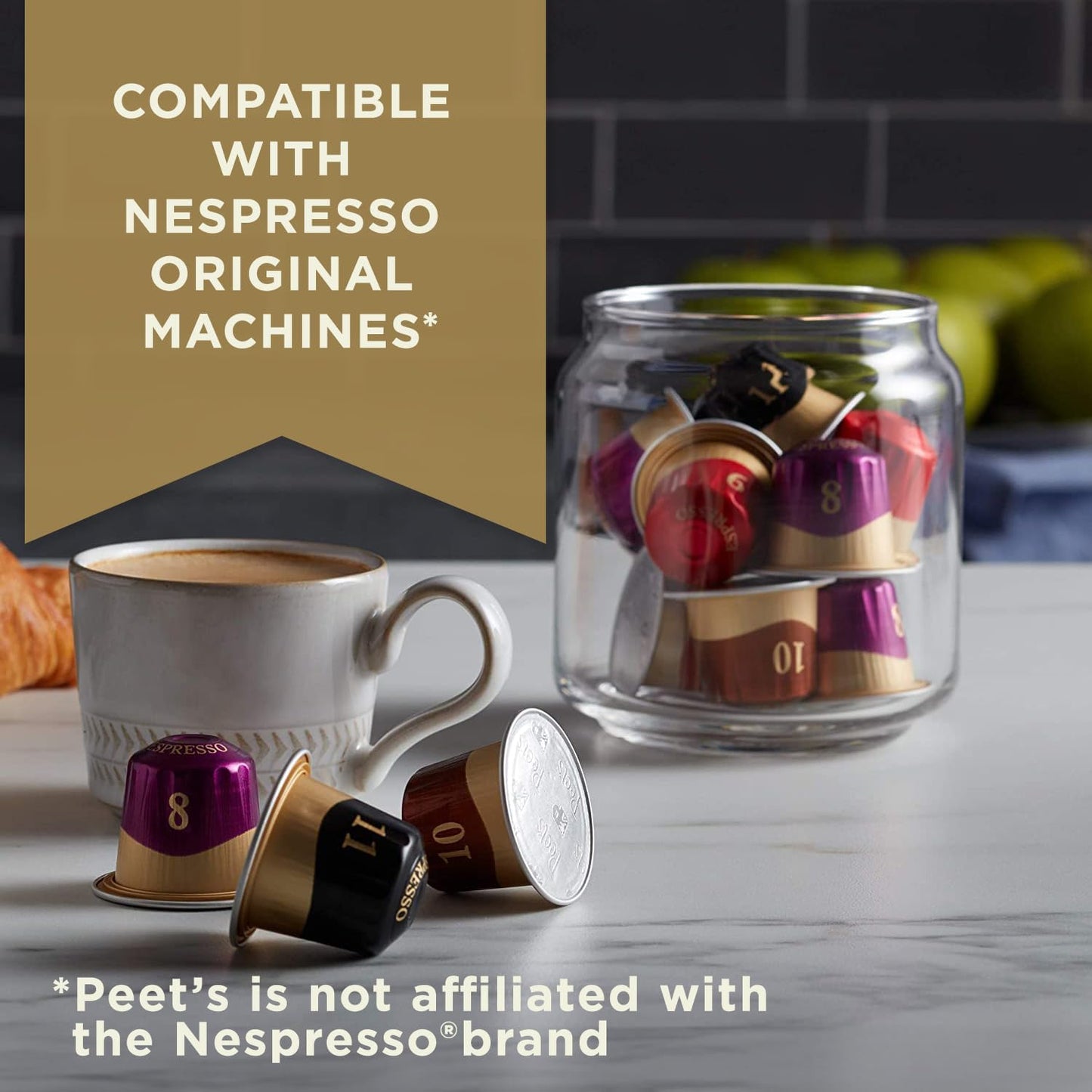 Peets Coffee Espresso compact pieces Variety Pack, Compatible with Nespresso Original Machine, 40 Count, Intensity 8-11