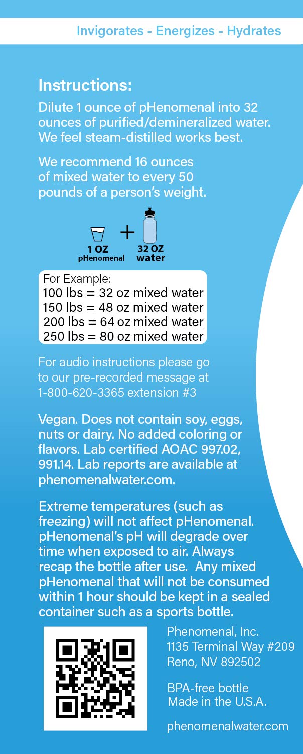 Phenomenal Alkaline Water Concentrate, Makes 8 Gallons of 11pH+ (Regular Tasteless 32 Oz Concentrate)