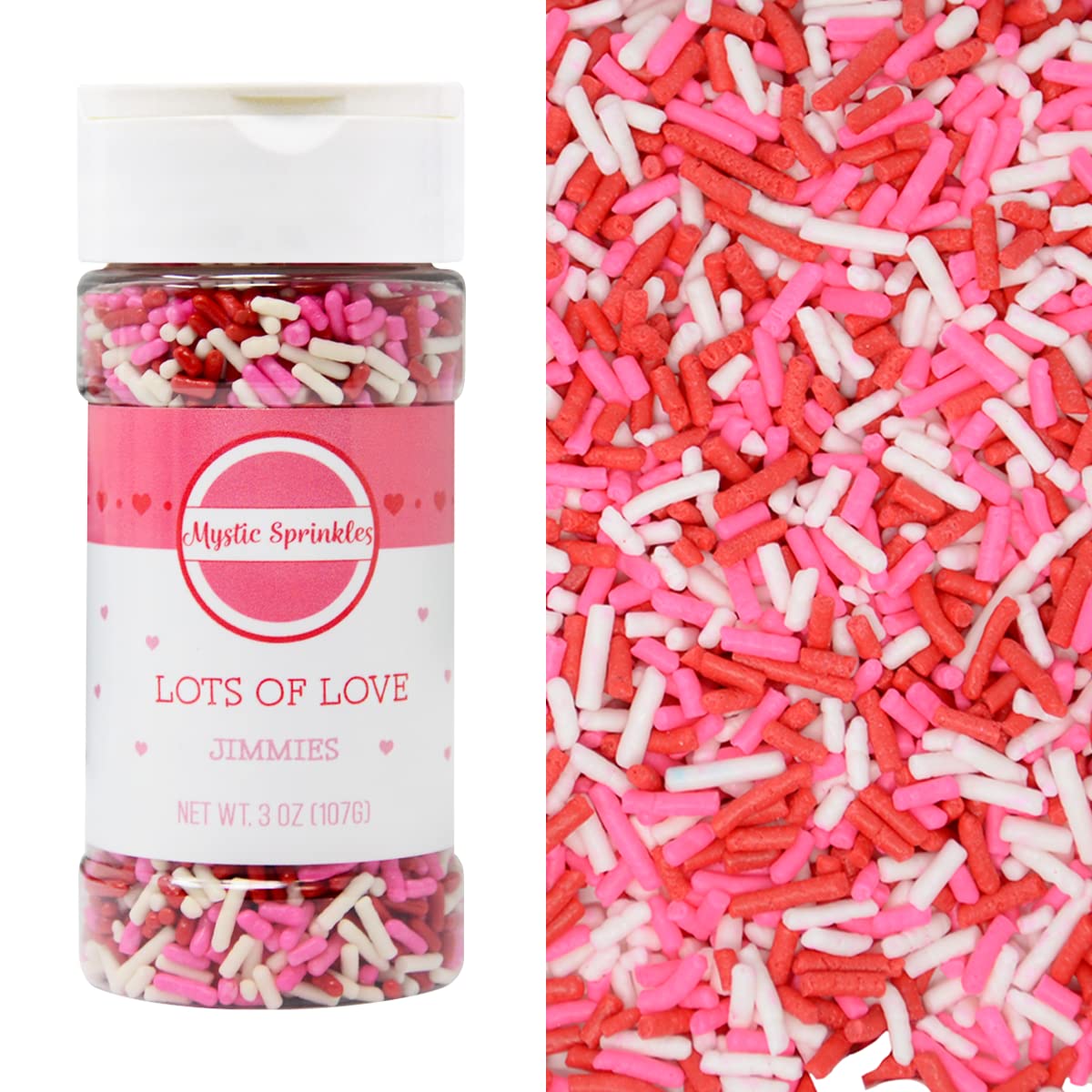 Mystic Sprinkles Lots of Love Valentines Jimmies 3oz Bottle