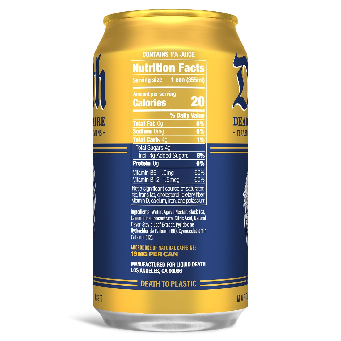 Liquid Death, Dead Billionaire Iced Tea, 12-Pack (12 Oz Cans), Half Lemonade Half Black Tea, Low Calorie, No Artificial Sweetene
