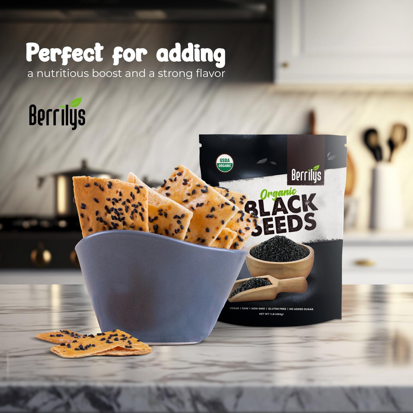 Berrilys Black Cumin Seeds - Usda Organic Nigella Sativa, Kalonji, Great For Use As Herbs, Seasoning, Baking, Cooking - Versatil