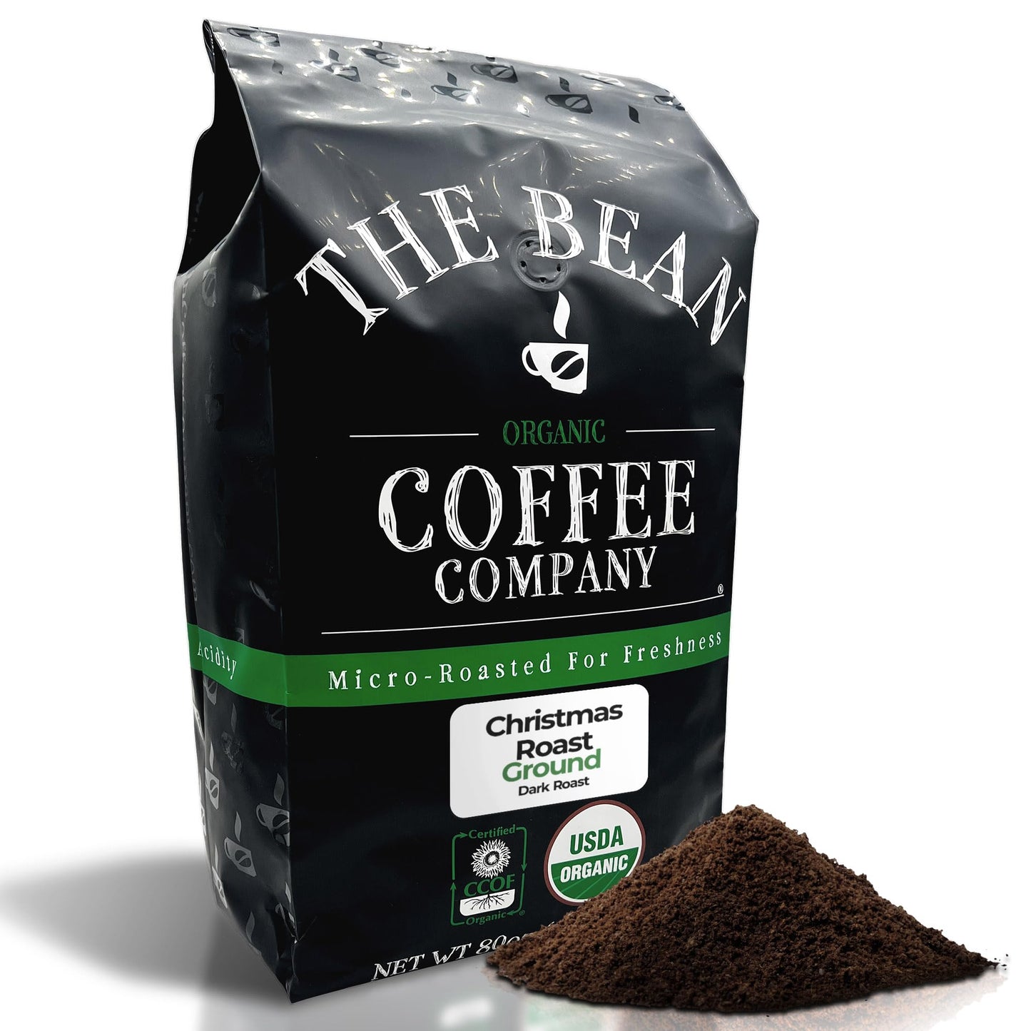 The Bean Organic Coffee Company Christmas Roast, Dark Roast, Ground Coffee, 5-Pound Bag, Café Molido Tostado Orgánico