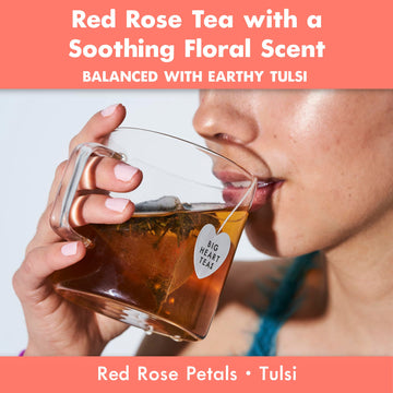 Big Heart Tea Co. Herbal Tea Bags - Cup of Love Red Rose, Organic, Decaf, 20 Bags, Zero Plastic Sachets