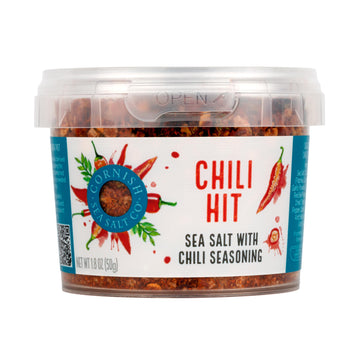Cornish Sea Salt Chili Hit Seasoning| Sea Salt Flakes W. Chili Seasoning | Hand-Harvested In Cornwall, England | 1.8 Oz Resealab