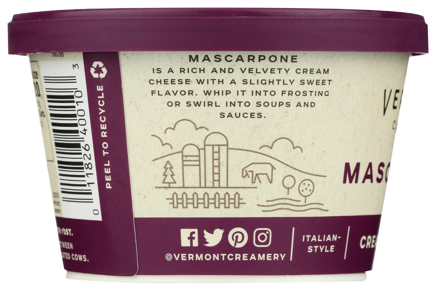Vermont Creamery, Mascarpone Italian Style Cream Cheese, 8 oz