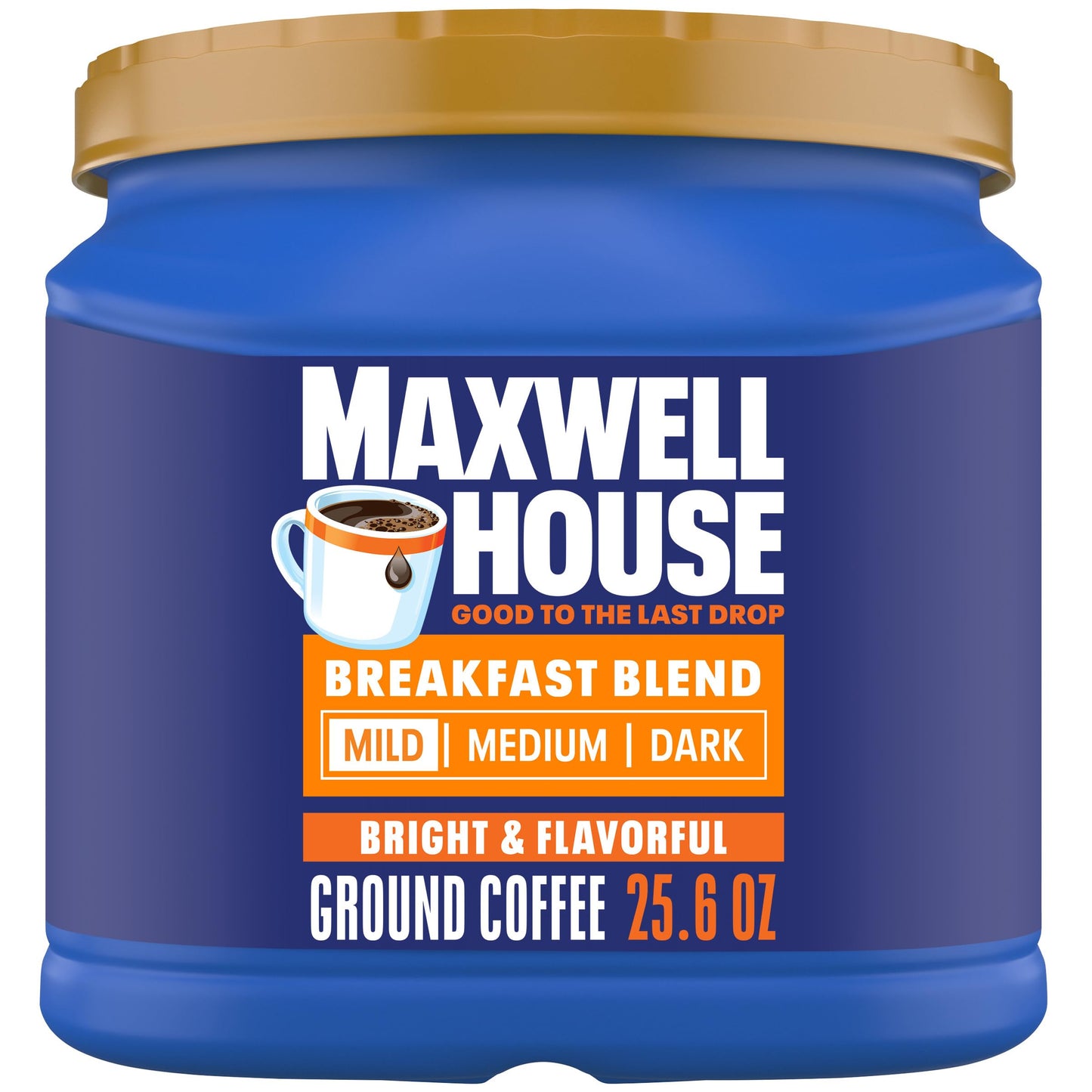 MAXWELL HOUSE Breakfast Blend Ground Coffee, Mild Roast, 25.6 oz Canister, Brown