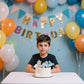 BOXOB Blue Bear Cake Decoration Set with Bear Rocking Horse and Balloons for Baby Shower and Birthday, As Shown in the Picture, Model G31007
