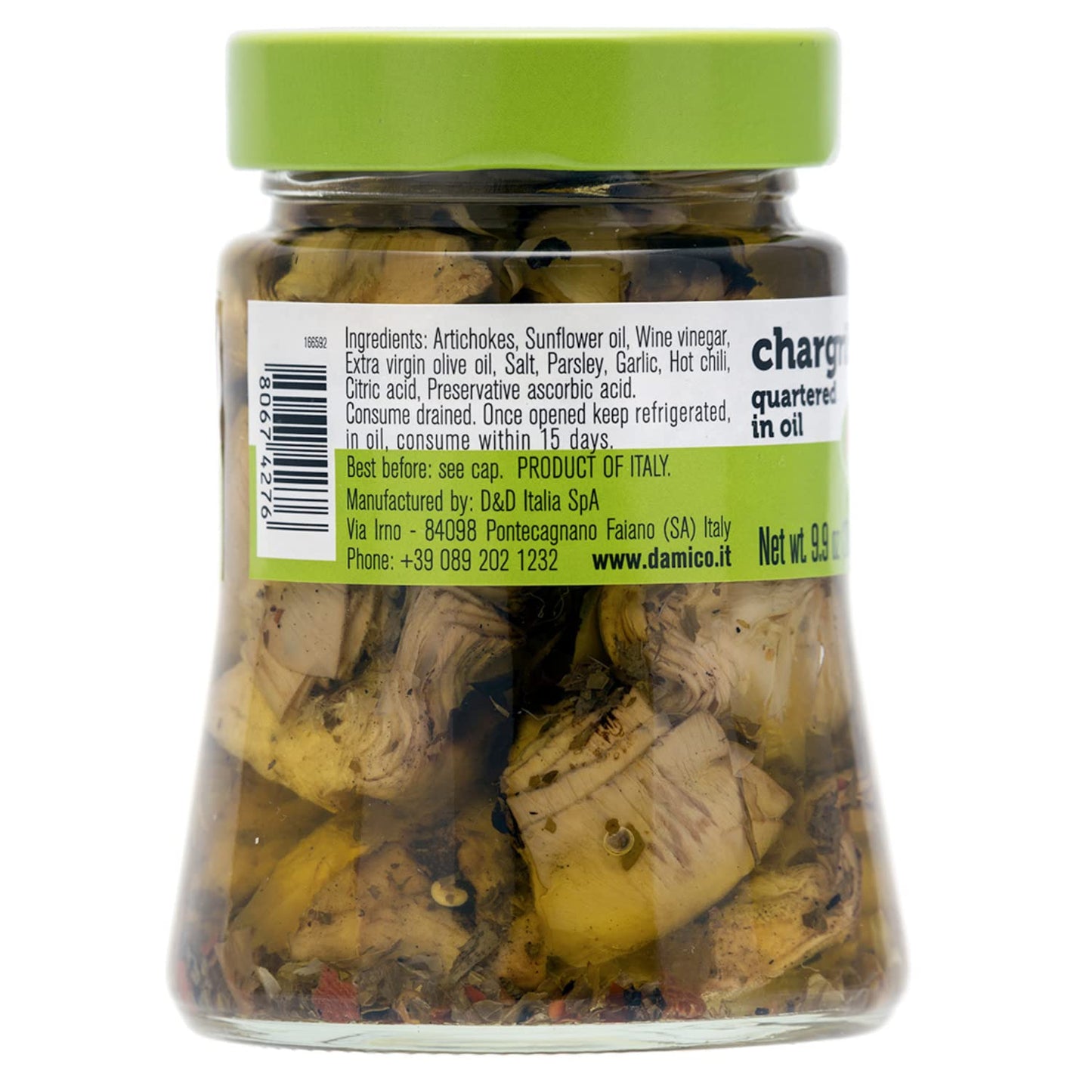 Fratelli D'Amico - Chargrilled Artichokes, Quartered In Oil, Grilled, Naples Style, 9.9Oz (280G) Non-Gmo