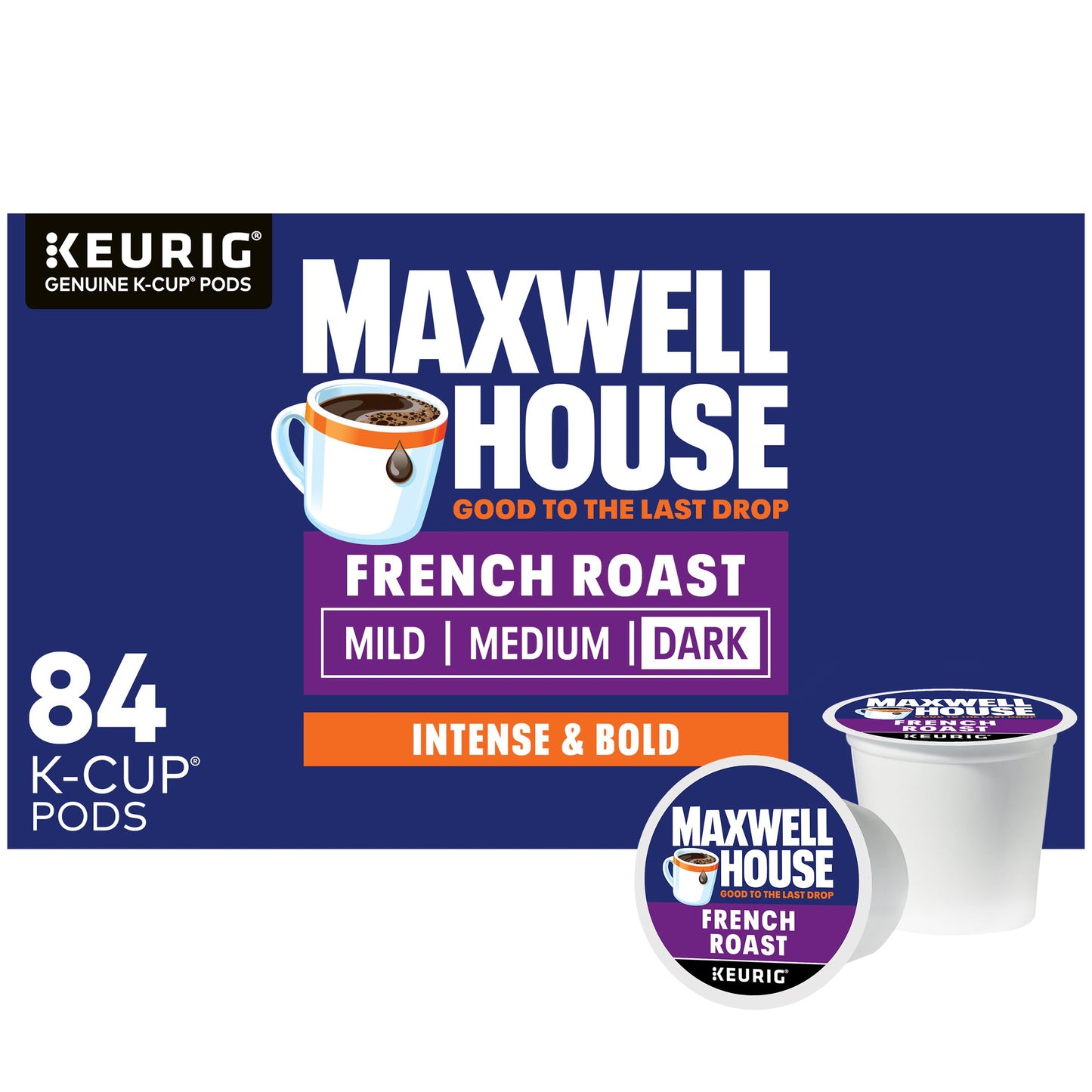 MAXWELL HOUSE French Roast Dark Roast K-Cup Coffee Pods, 84 Count, Model 00043000090619