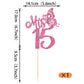 Rssta i Cake Topper Cheers to 15 Years - Deep Pink Cardstock Decoration for 15th Birthday and Anniversary Parties