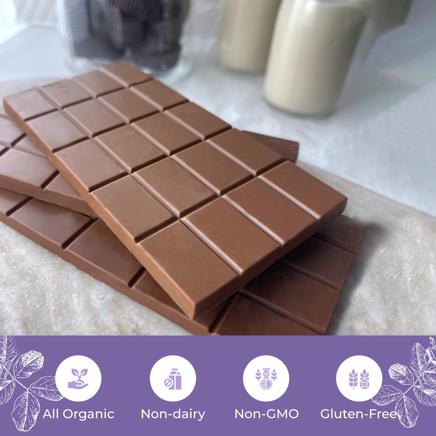 Missy Js Organic Carob Bars, Vegan & Gluten-Free, 2 Pack, Coconut Sugar Sweetened, Caffeine-Free Snack