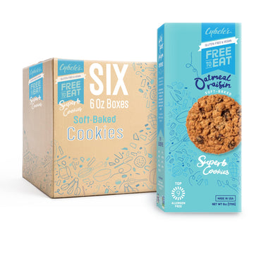CYBELES FREE TO EAT Gluten-Free Vegan Cookies, Soft-Baked Snack, Oatmeal Raisin, 6 oz Box (Pack of 6)
