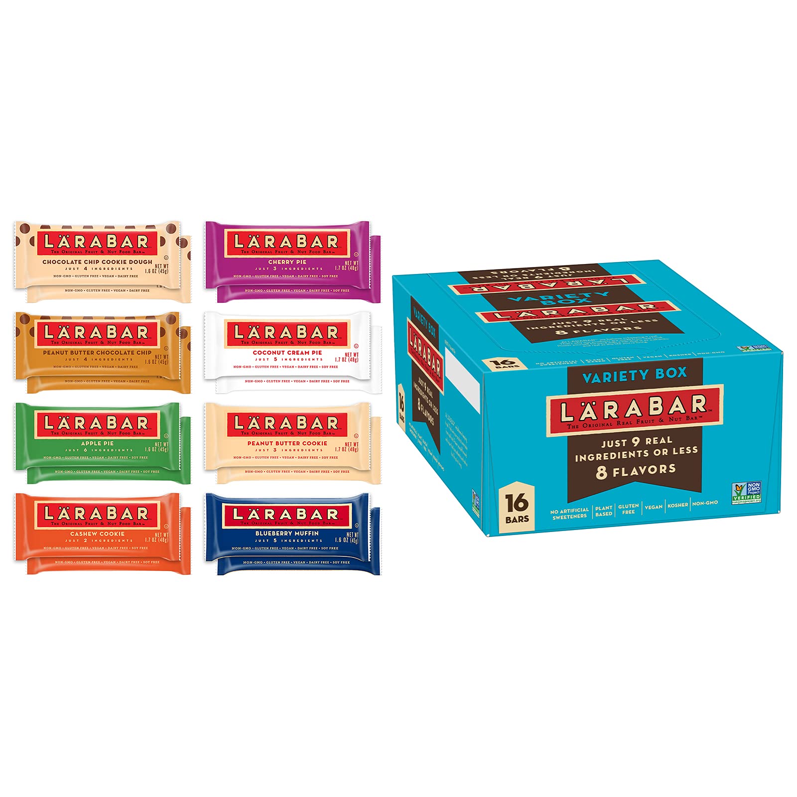 Larabar Variety Pack, Gluten Free Vegan Fruit & Nut Bars, 1.7 Oz, 16 Ct