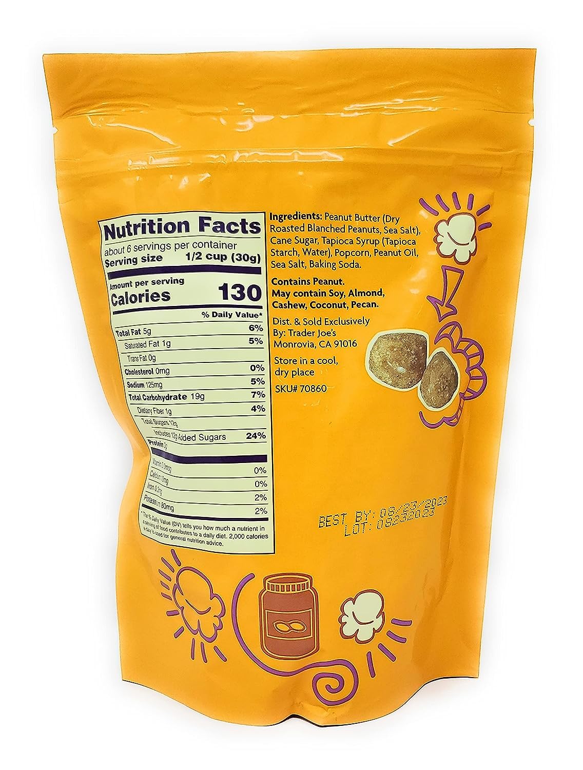 Trader Joe'S Peanut Butter Caramel Coated Popcorn (Pack Of 3)