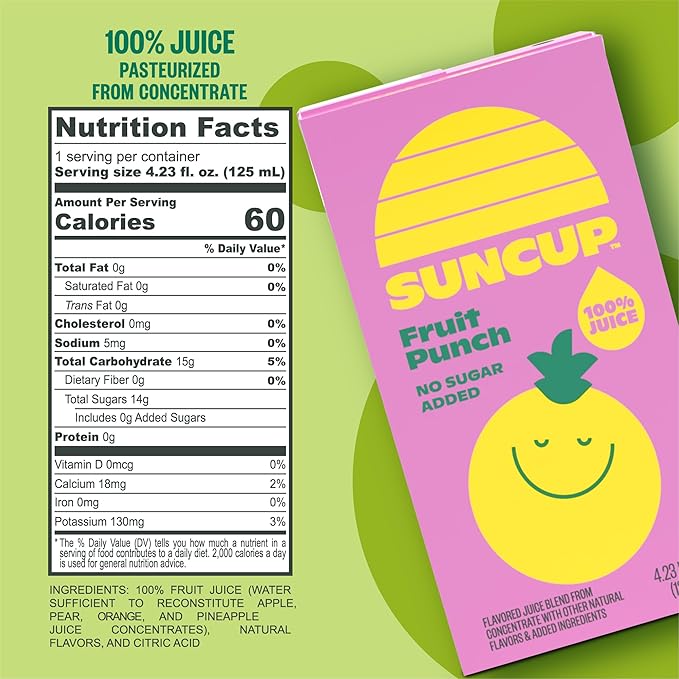 SunCup Totally Juice - 40 Pack / 4.23 oz Juice Box w/Straw (Fruit Punch 100% Juice)