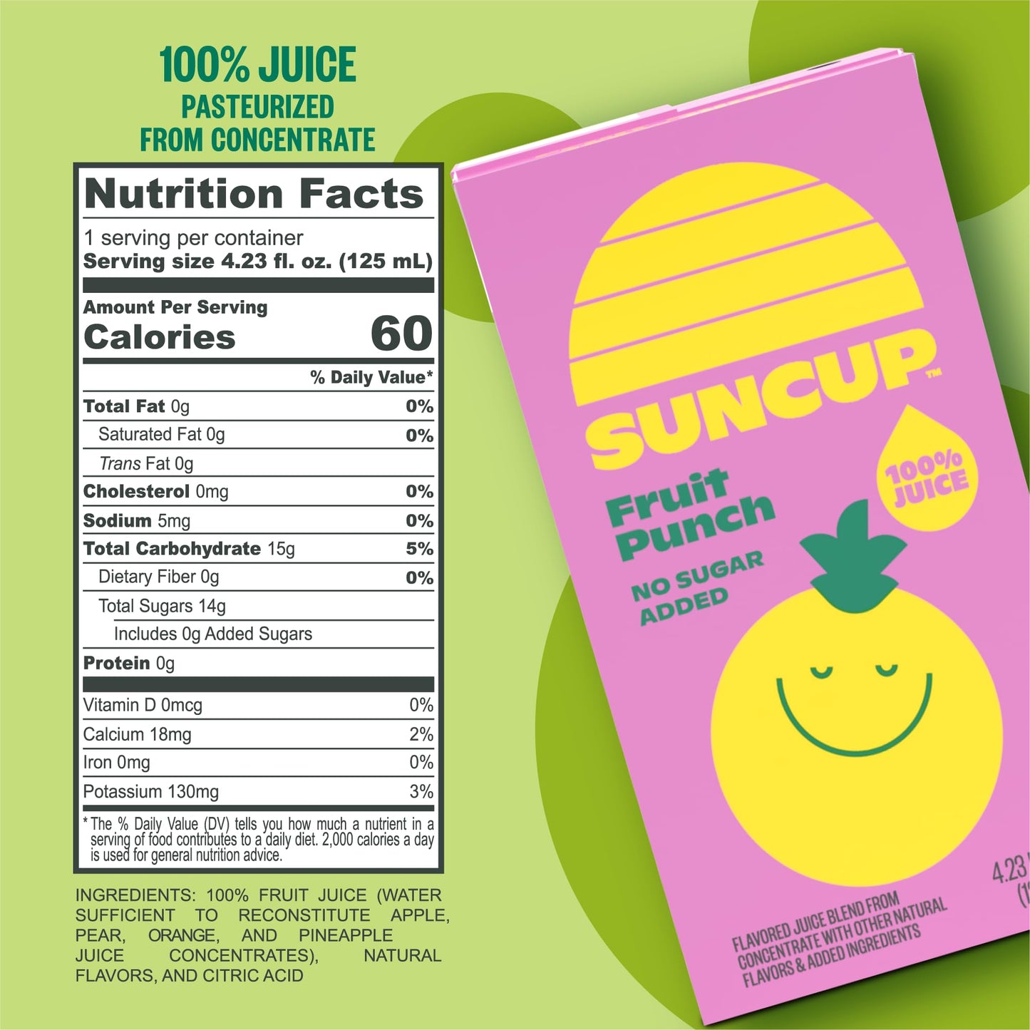 SunCup Juice - Fruit Punch (40 Pack) 4.23 oz Juice Box with Straw | 100% Fruit Punch Blend for Kids, Bulk Pack for School Lunche