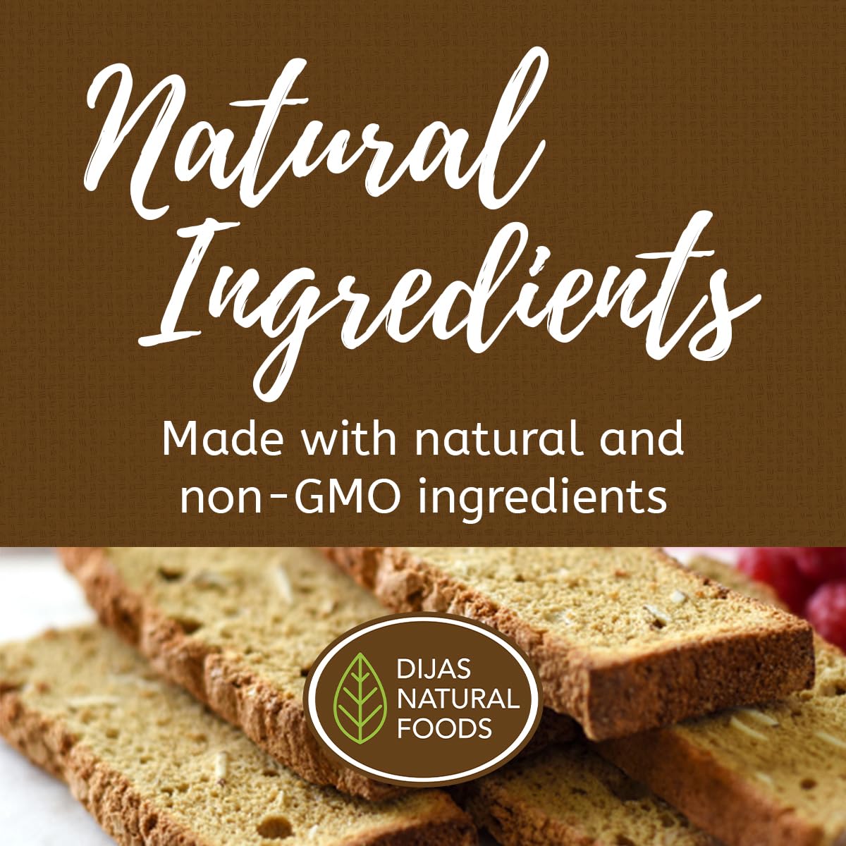 Dijas Natural Foods, Crunchy Sugar-Free Biscotti Cookie, All Natural, Fat Free, Preservative Free Ingredients, Delicious Low Cal