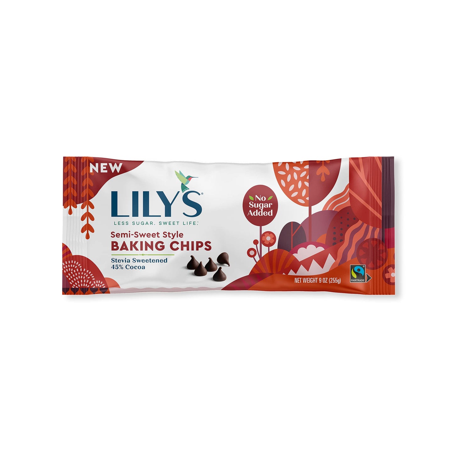 Semi-Sweet Chocolate Style Baking Chips By Lily'S Sweets | Stevia Sweetened, No Added Sugar, Low-Carb, Keto-Friendly | 9Oz, Pack