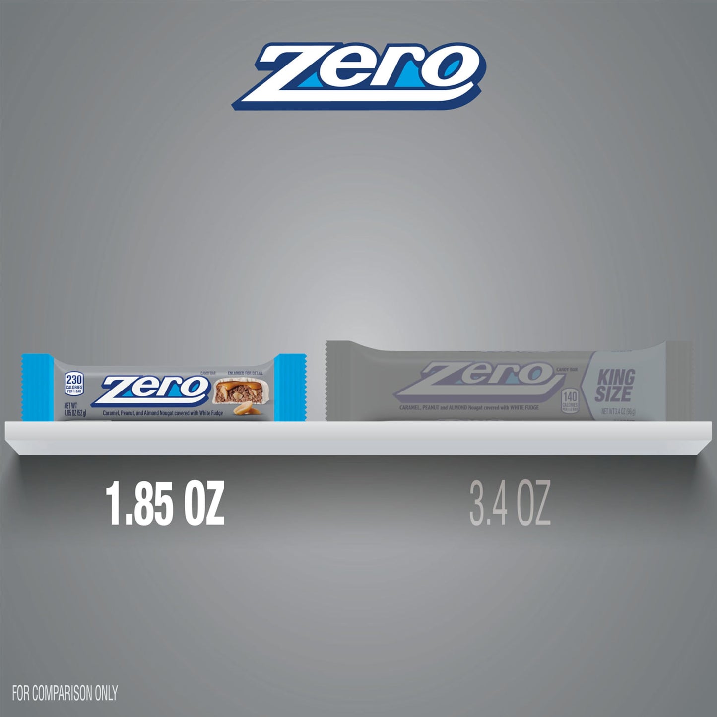 Zero White Fudge, Caramel, Peanut And Almond Nougat Candy Bar, 1.85 Oz (24 Count)