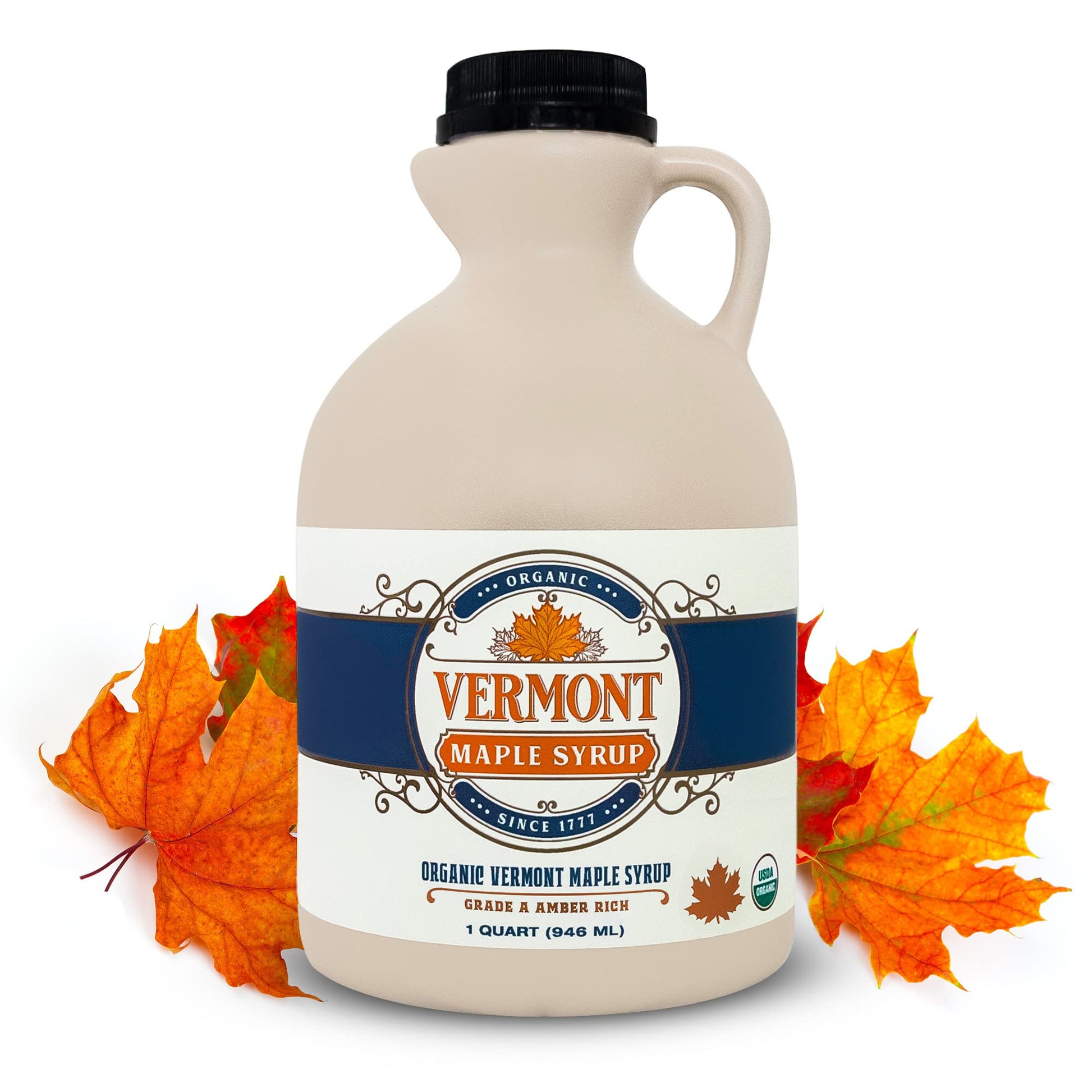 Vermont Maple Syrup - 32 Oz Grade A, Amber Rich Organic Maple Syrup - 100% Pure And Authentic Maple Syrup For Pancakes, Waffles