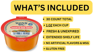 30 Count | Salad Dressing Dipping Sauce Portion Cups | Single Serve Packets (Sweet And Sour)
