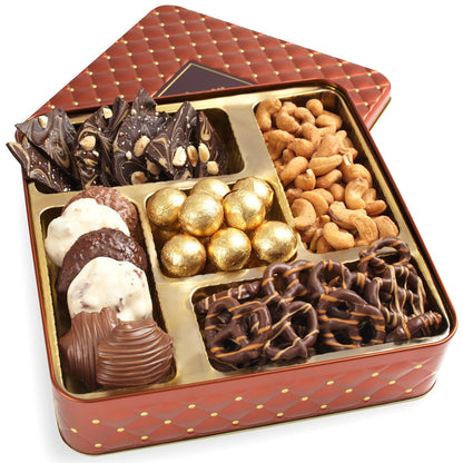 BONNIE AND POP - Holiday Chocolate and Nut Sweet and Savory Gift Basket for Thanksgiving, Christmas Gifts | Gourmet Holiday Snac