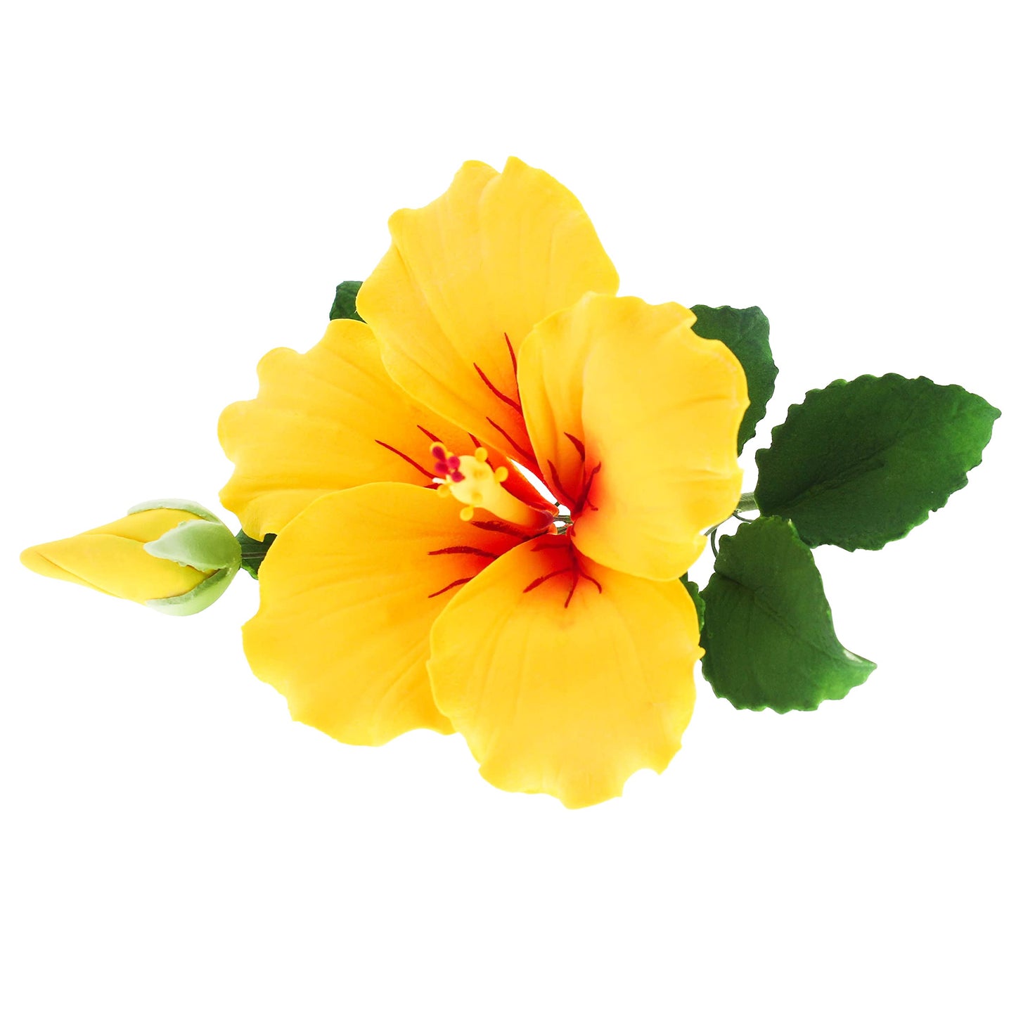 Global Sugar Art Hibiscus Sugar Cake Flowers Spray, Yellow Hawaiian Cake Flower Large. 1 Count By Chef Alan Tetreault