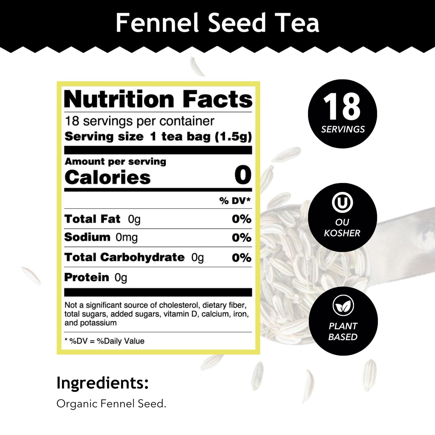 Buddha Teas - Organic Fennel Seed Tea - Herbal Tea - For Health & Digestion - USDA Certified - Clean Ingredients - OU Kosher - 1