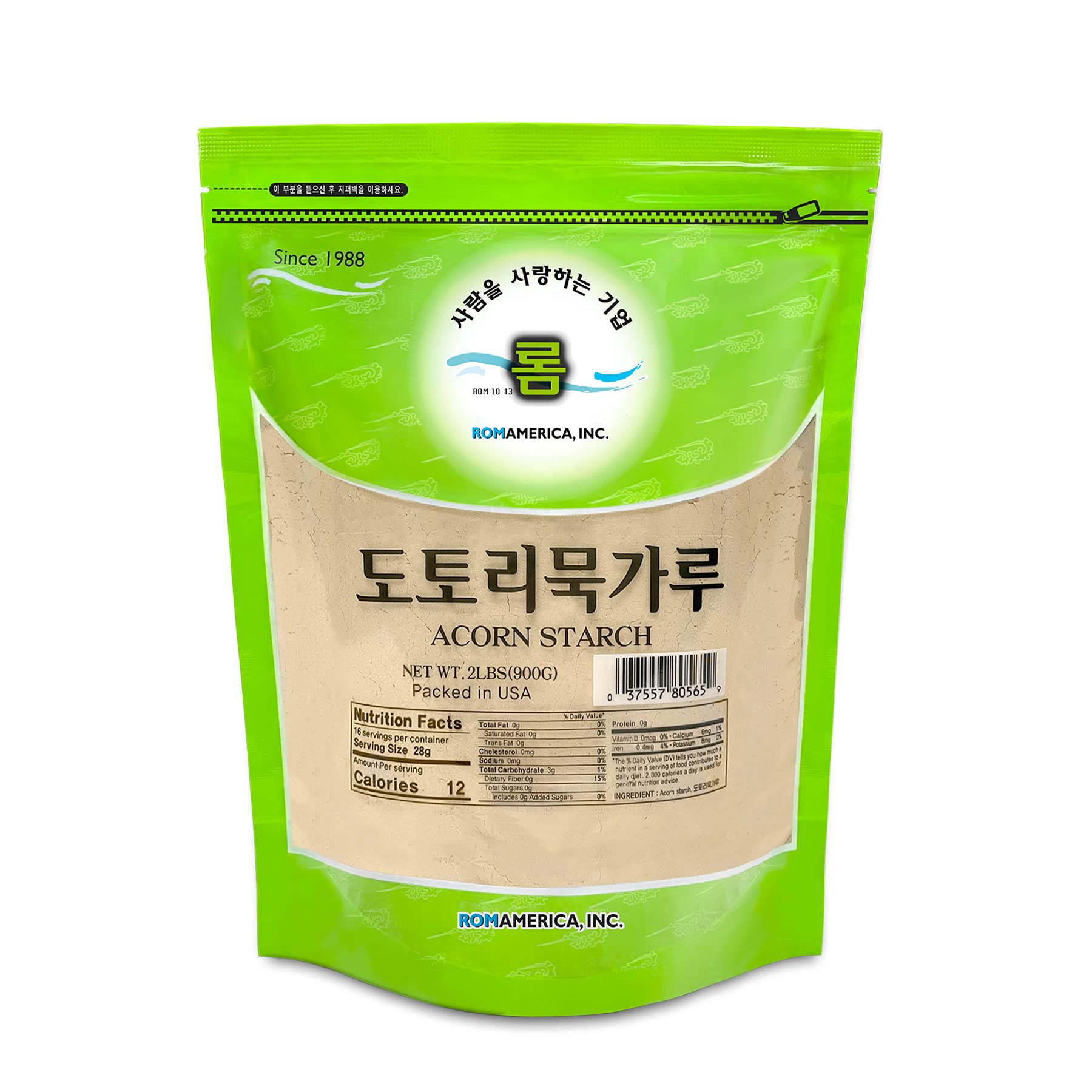 ROM AMERICA Acorn Starch Powder Flour, Gluten Free, 32 Ounce, Ideal for Korean Acorn Jelly, Baking, Desserts, and Bread