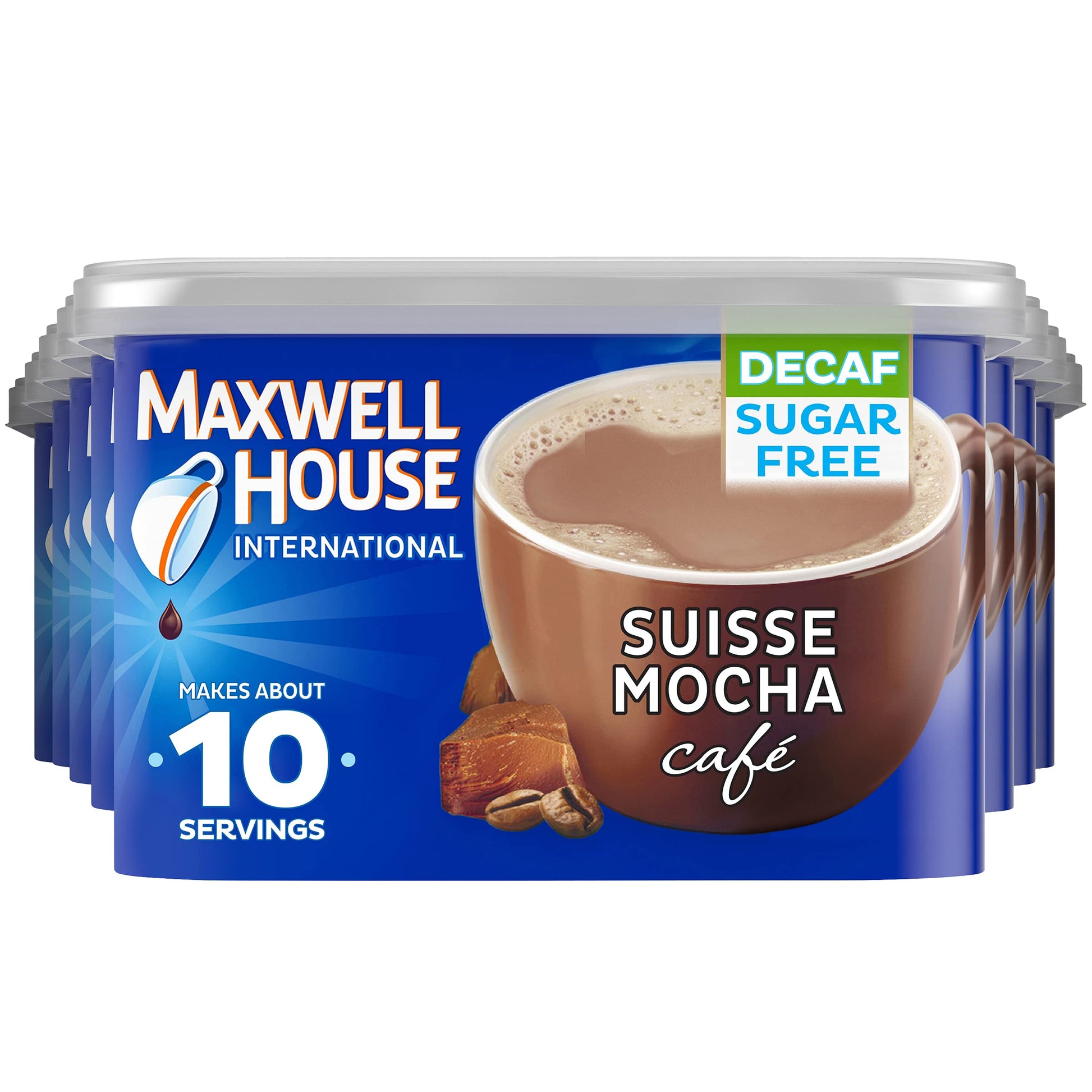 Maxwell House International Suisse Mocha Caf  -Style Decaf Sugar Free Instant Coffee Beverage Mix (8 ct Pack, 4 oz Canister)