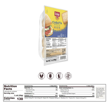 Schar - Ciabatta Rolls - Certified Gluten Free - No Gmo'S, Or Wheat - Dairy Free - (7.0 Oz) 6 Pack
