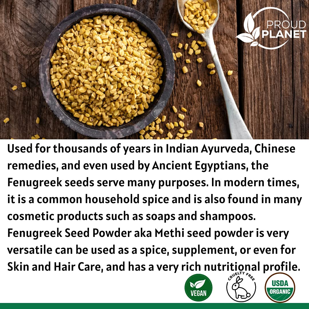 Organic Fenugreek Powder 16Oz (454G) For Health, Skin & Hair Methi Seeds Powder | Non Gmo & Gluten Free | Usda Certified By Prou