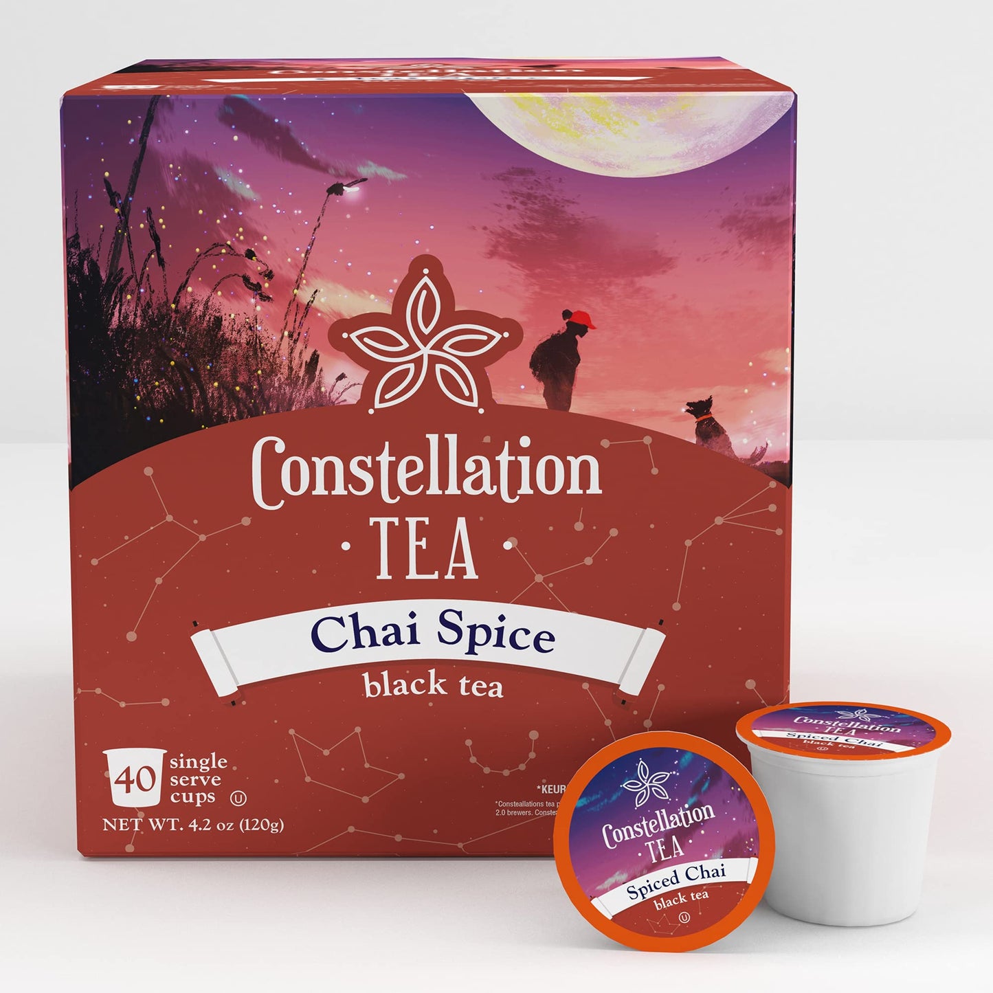 Constellation Tea Spiced Chai Black Tea Pods, 40 Count, Compatible with K Cup malt-inspired