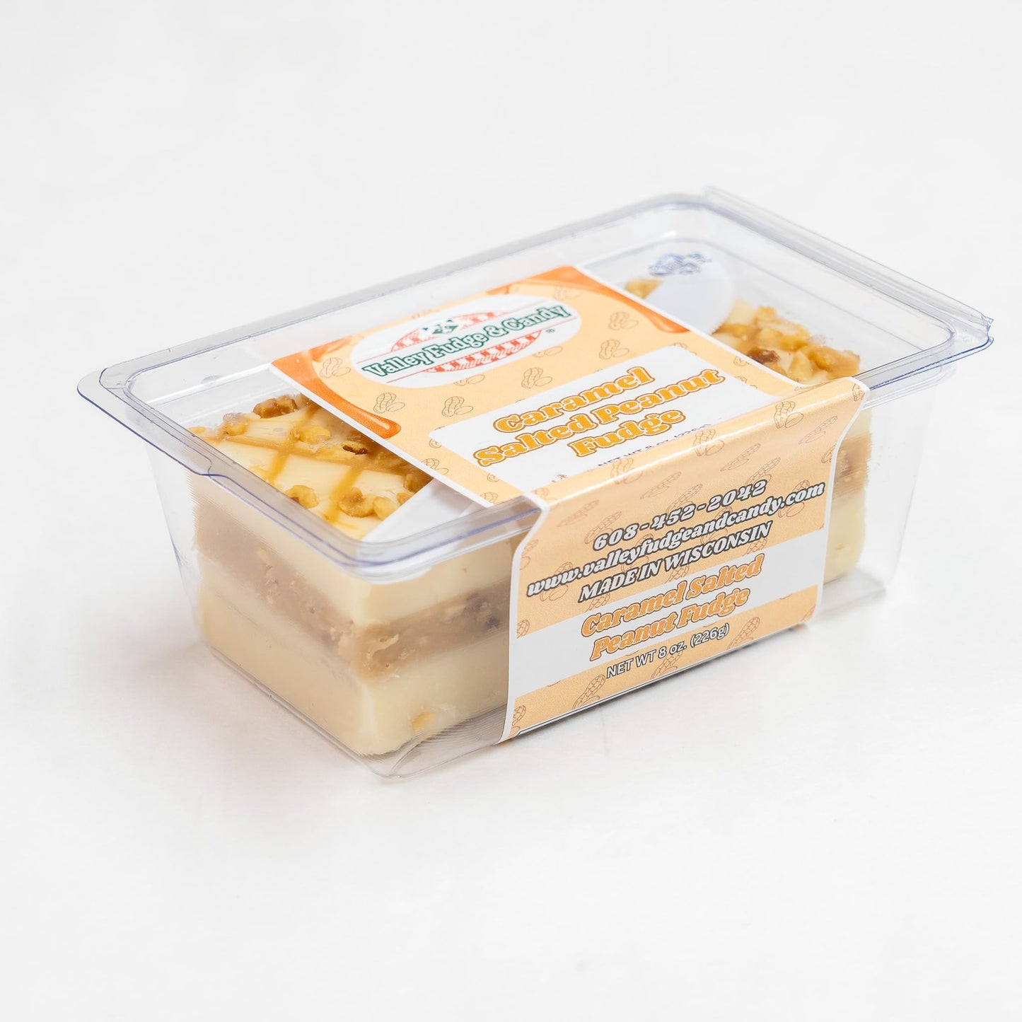 Valley Fudge Caramel Salted Peanut Artisan Fudge, One Pound Package, Gourmet Candy