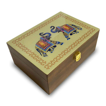 Octavius, Gift'S Select - Assorted Tea In Elephant Printed Wooden Box | 6 Flavors, 90 Tea Bags | Black & Green Tea | Tea Gifts F
