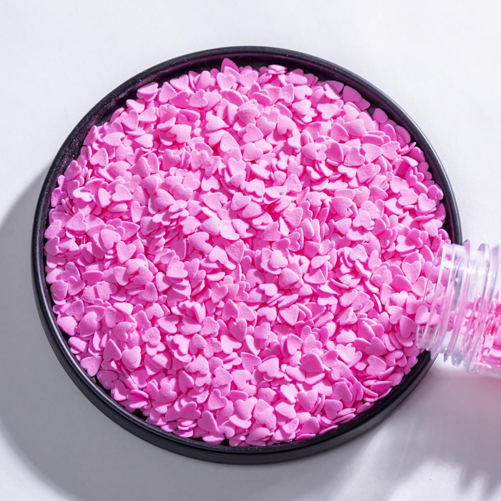 NIPEOR Red Heart Shapes Sprinkles for Wedding Cake Decorating - 3.53 oz - Pink