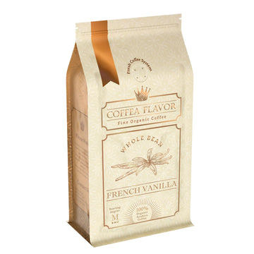 French Vanilla Whole Bean Coffee - Naturally Flavored, Organic, Single Origin, 100% Arabica, Medium Roast, Smooth and Aromatic -