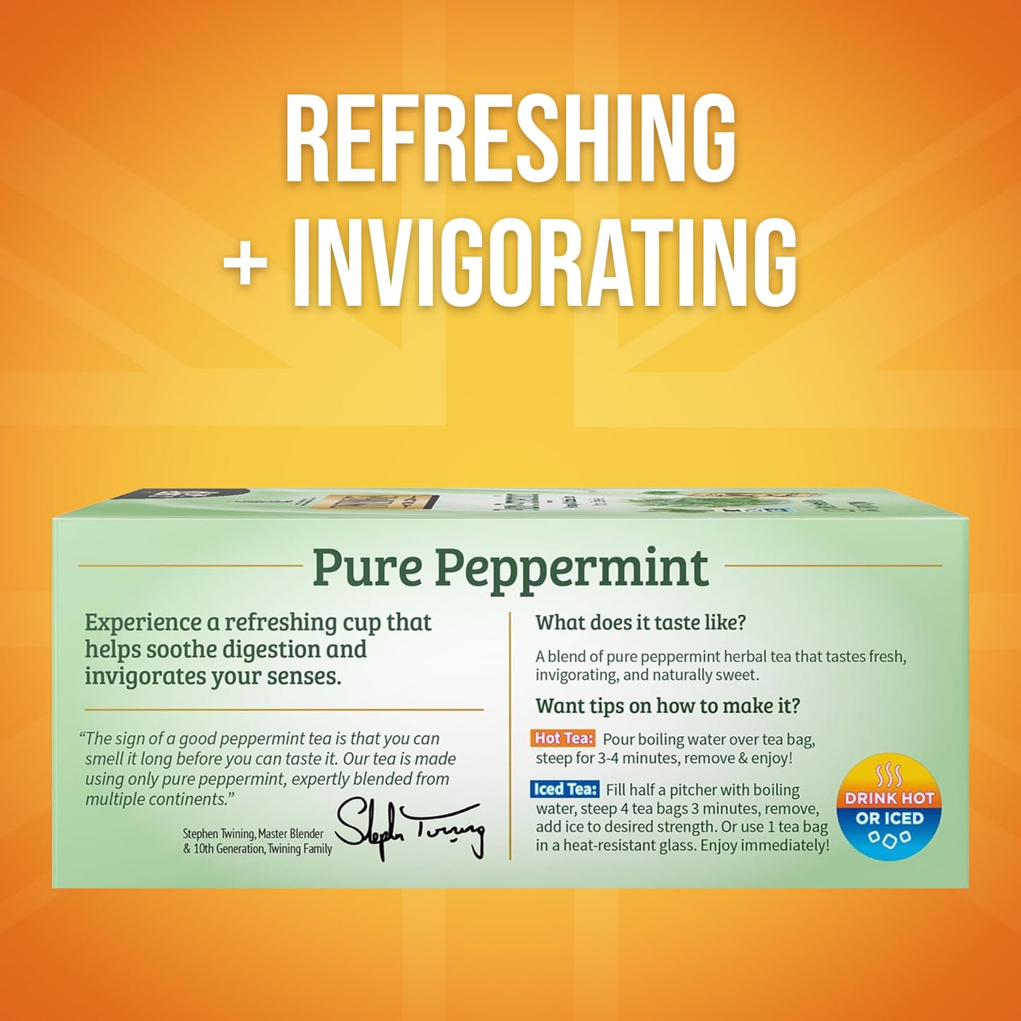 Twinings Pure Peppermint Tea Bags, 100 Count, Naturally Caffeine Free, Fresh Minty Flavor