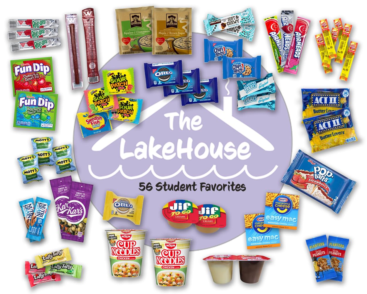 College Care Package For Guys Girls - 56 Count Snack Box Variety Pack - Care Packages For College Students - Dorm Snacks - Colle