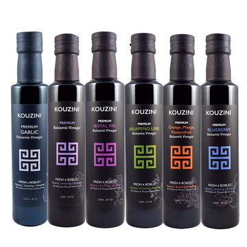 Kouzini Ultra Premium Balsamic Vinegar 250ml 6 pack bottle Set, Aged Balsamic Vinegars from Modena, Italy, Premium, Smooth & Ful