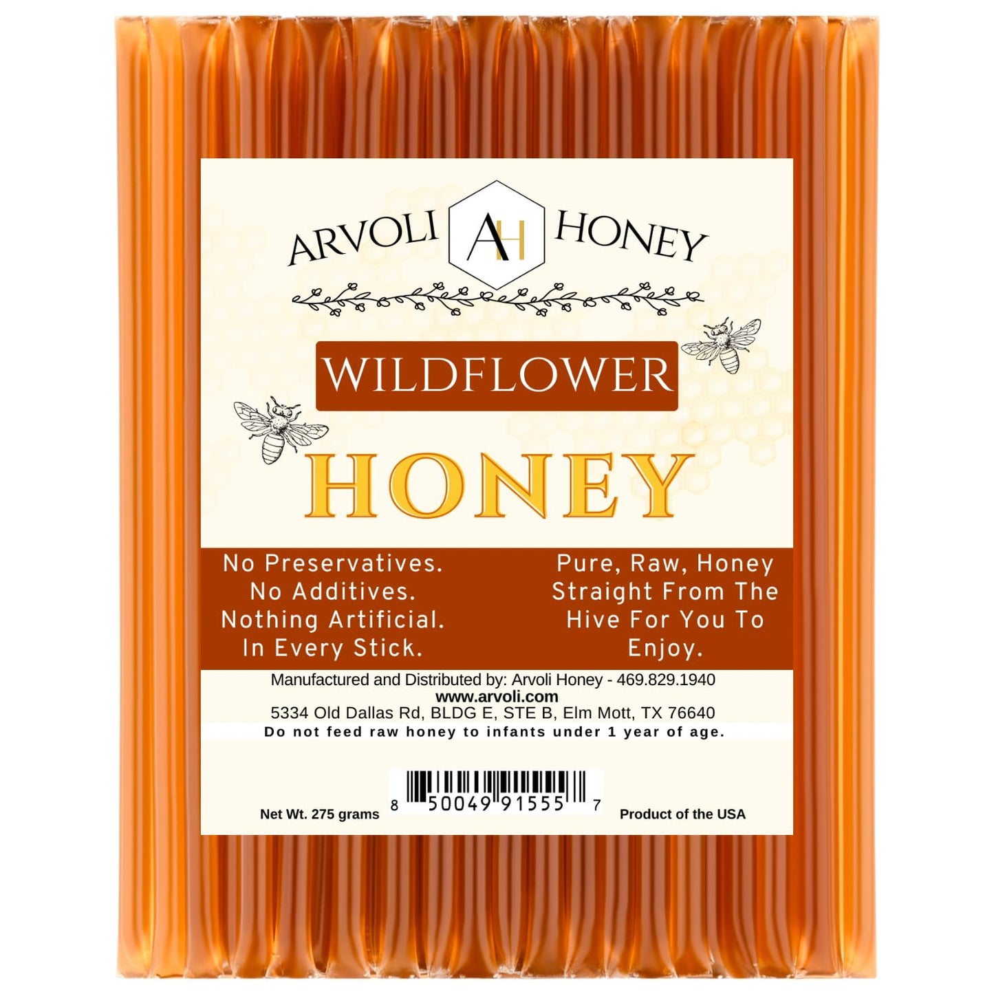 Raw Honey Sticks - Honey Sticks For Tea - Honey Straws - One Teaspoon of Pure Raw Honey Per Stick - (50 Pack) Each Stick is Glut