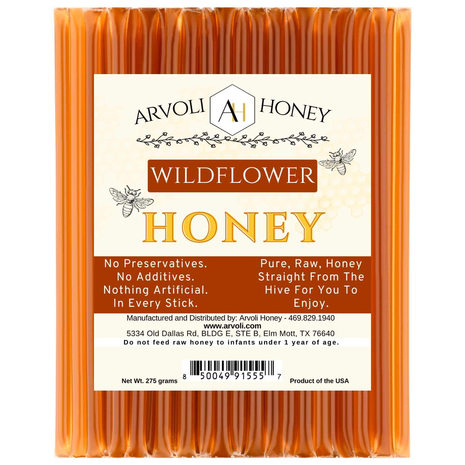 Raw Honey Sticks - Honey Sticks For Tea - Honey Straws - One Teaspoon of Pure Raw Honey Per Stick - (50 Pack) Each Stick is Glut