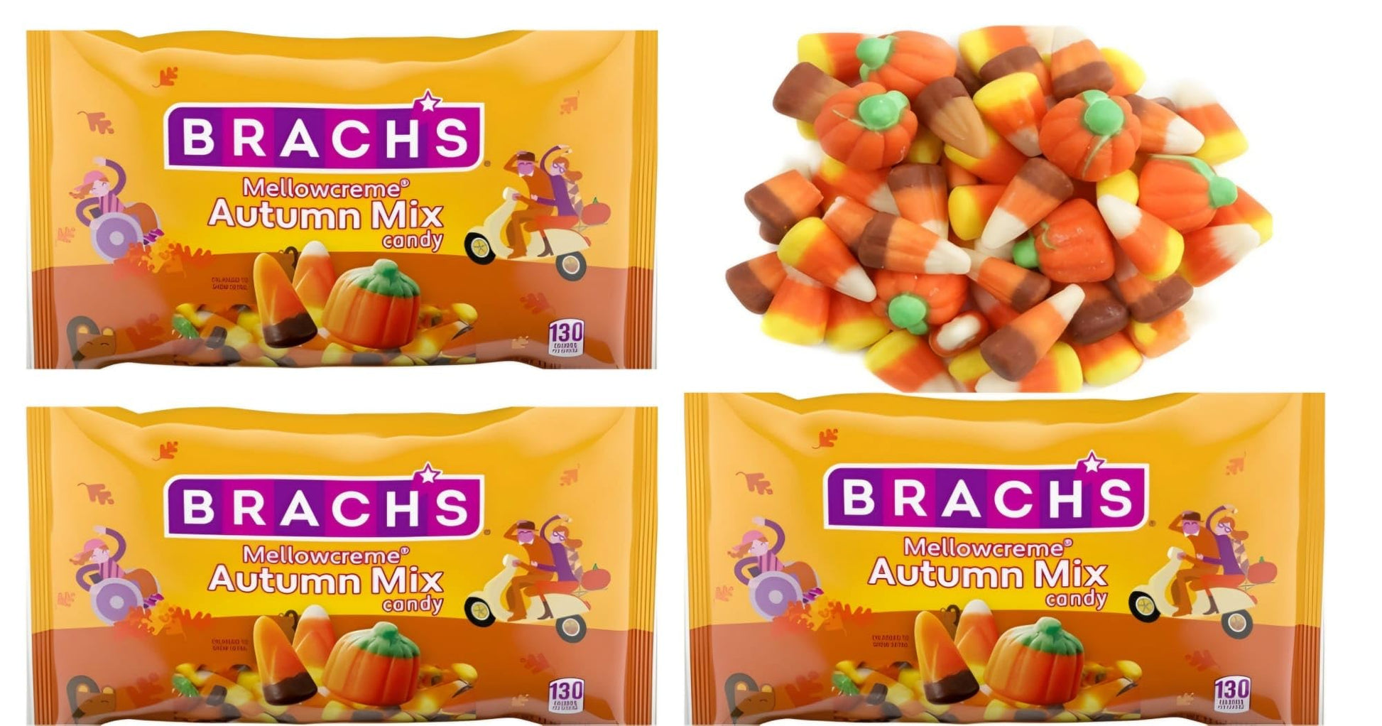 Autumn Candy Variety Mix, 11 oz, Mellowcreme Pumpkins, Harvest Candy Corn, Classic Candy Corn Park of 3 (Assorted Flavors Autumn