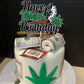 LINGBOOM Birthday Cake Topper Green Glitter Pot Leaf Decoration 9.8x15 cm Paperboard Happy Birthday