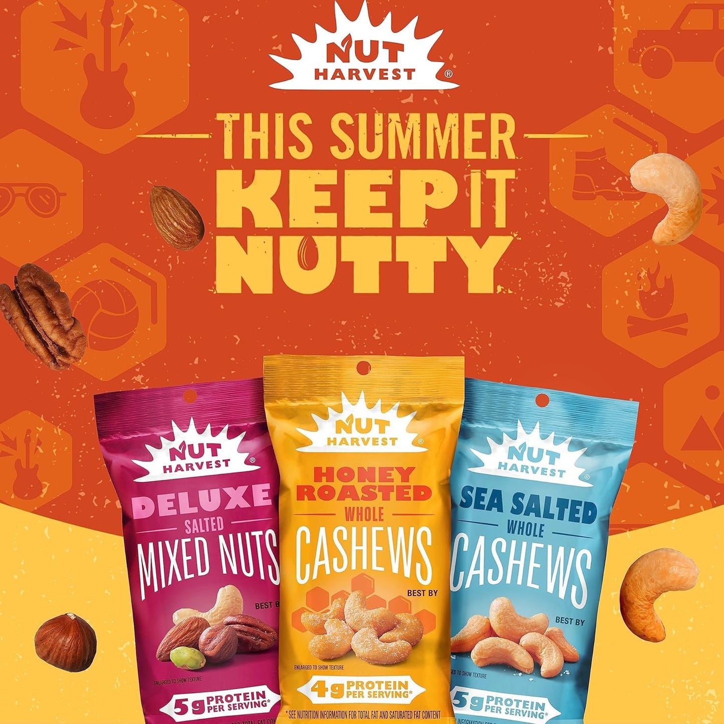 Nut Harvest, Honey Roasted Peanuts,1.375 Oz Bag, (36 Pack)